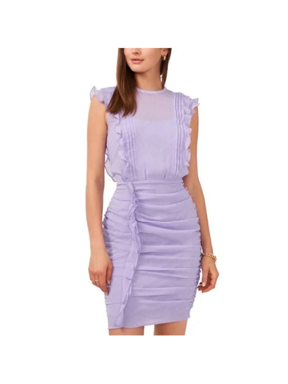 Msk Women's Ruffled Ruched Sheath Dress Periwinkle, Size: Petite Small NWT